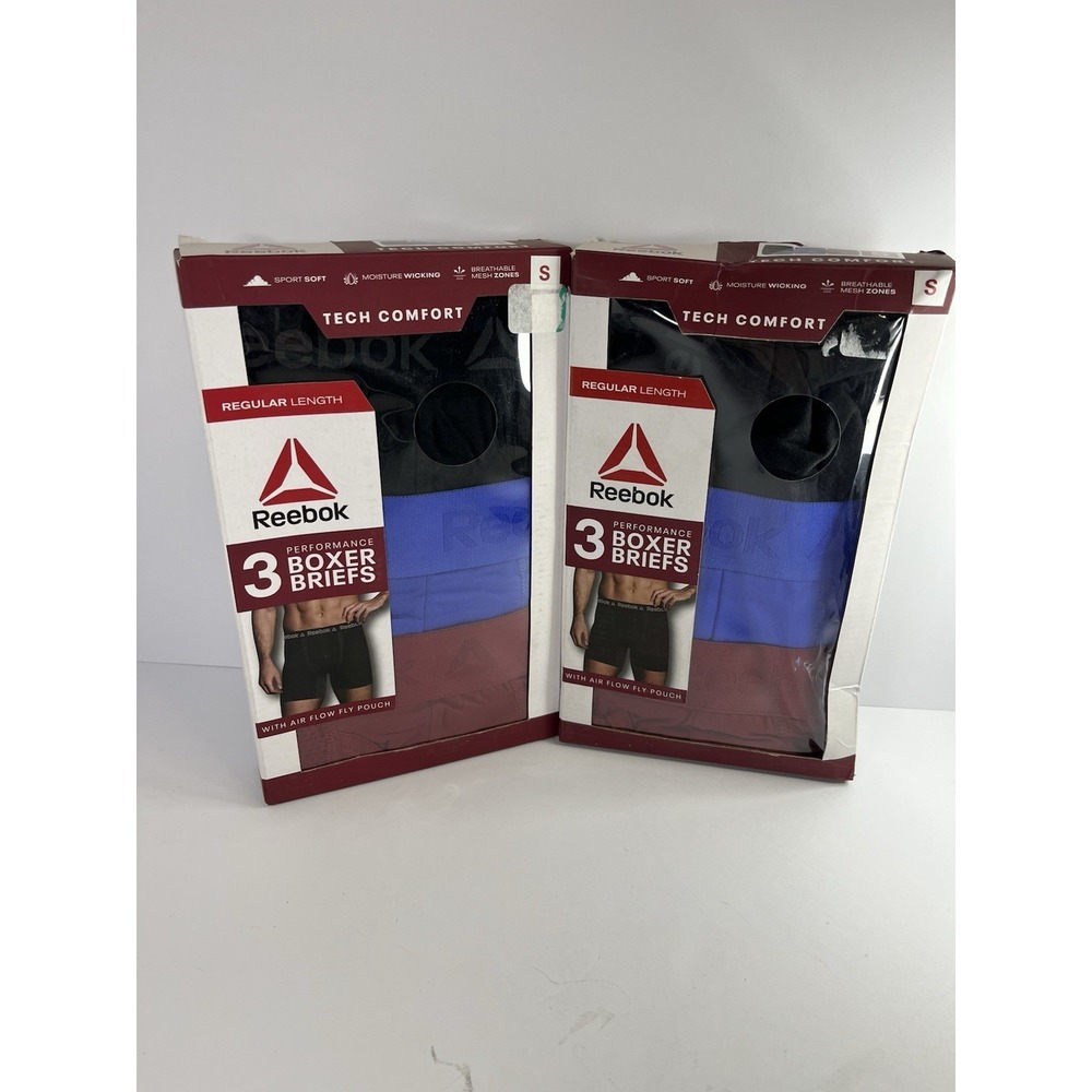 Reebok Tech Comfort Sport Soft Boxer Briefs 2 - 3 Packs  S Black Blue Red